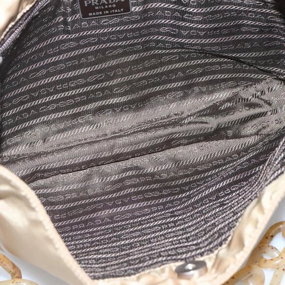 PRADA Chain Shoulder Bag Nylon Beige Auth th6074 - Picture 10 of 16